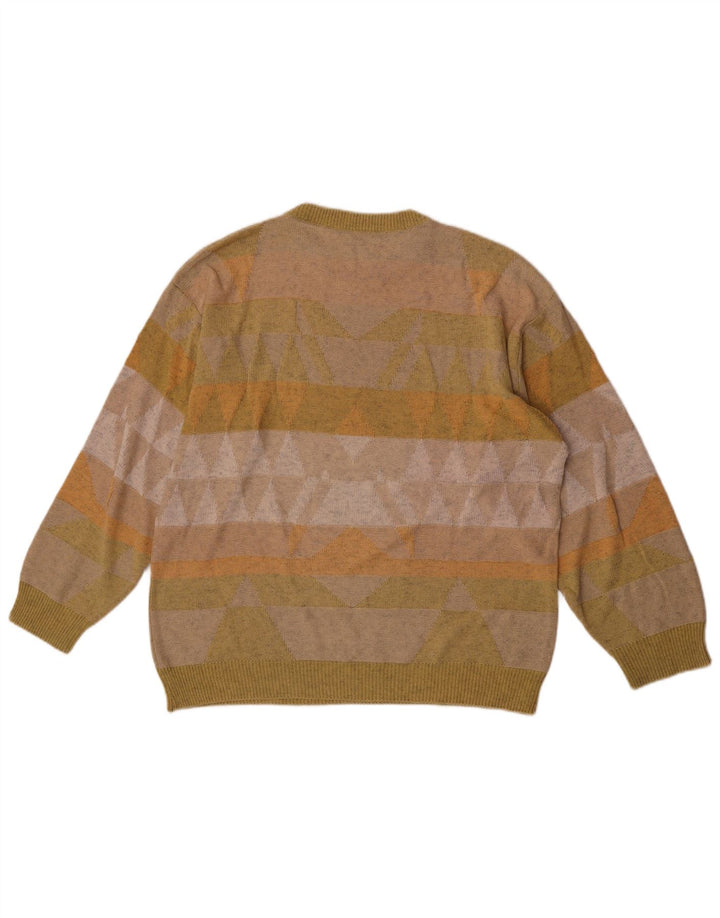 Vintage Herren Pullover mit Rundhalsausschnitt, mittelgrün, geometrisch