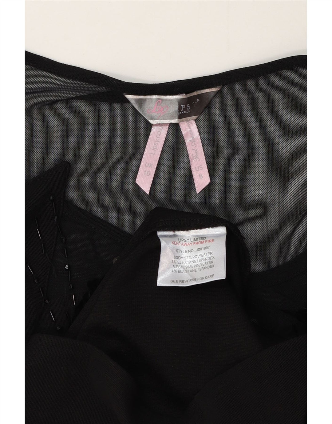 Lipsy Damen Figurbetontes Kleid UK 10 Small Schwarz Polyester