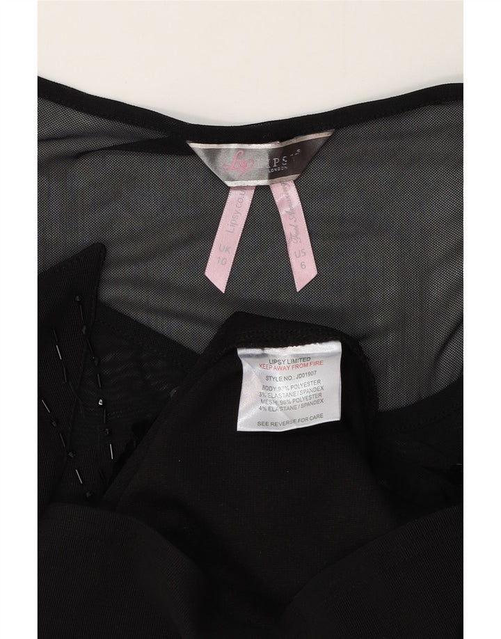 Lipsy Damen Figurbetontes Kleid UK 10 Small Schwarz Polyester