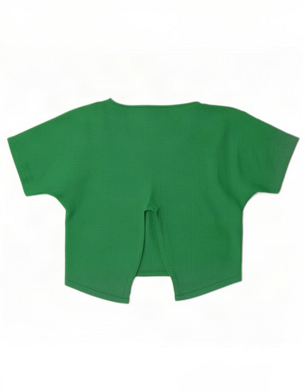 Zara Damen Crop Bluse Top UK 16 Large Grün Polyester