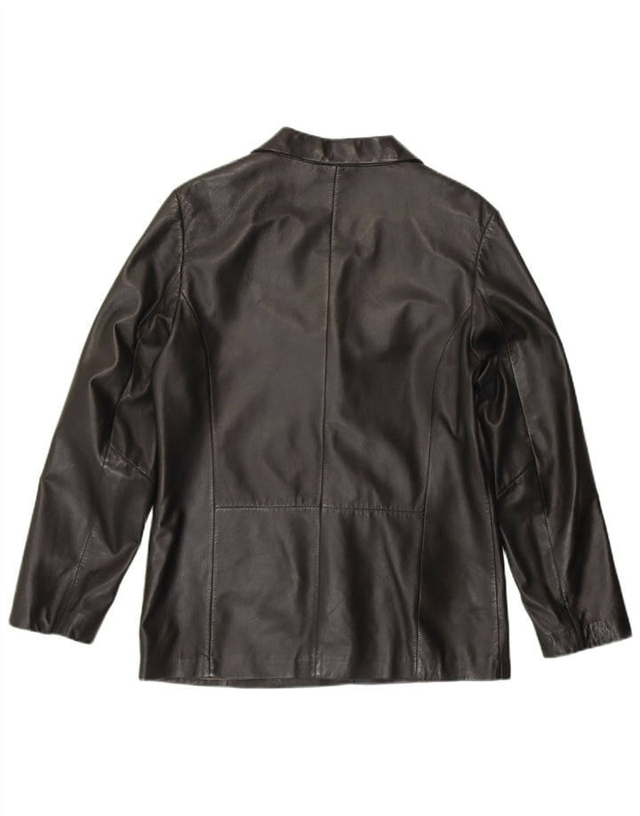Pierre Cardin Damen-Blazerjacke mit 3 Knöpfen, Gr. 14, großes schwarzes Leder