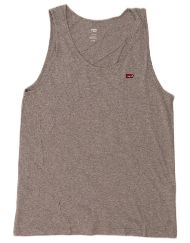 Levi's Herren Standard-Trägershirt aus mittelgrau gesprenkelter Baumwolle
