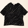 VINTAGE Womens Blouse Top UK 16 Large Black Pinstripe Acetate Vintage Vintage and Second-Hand Vintage from Messina Hembry 