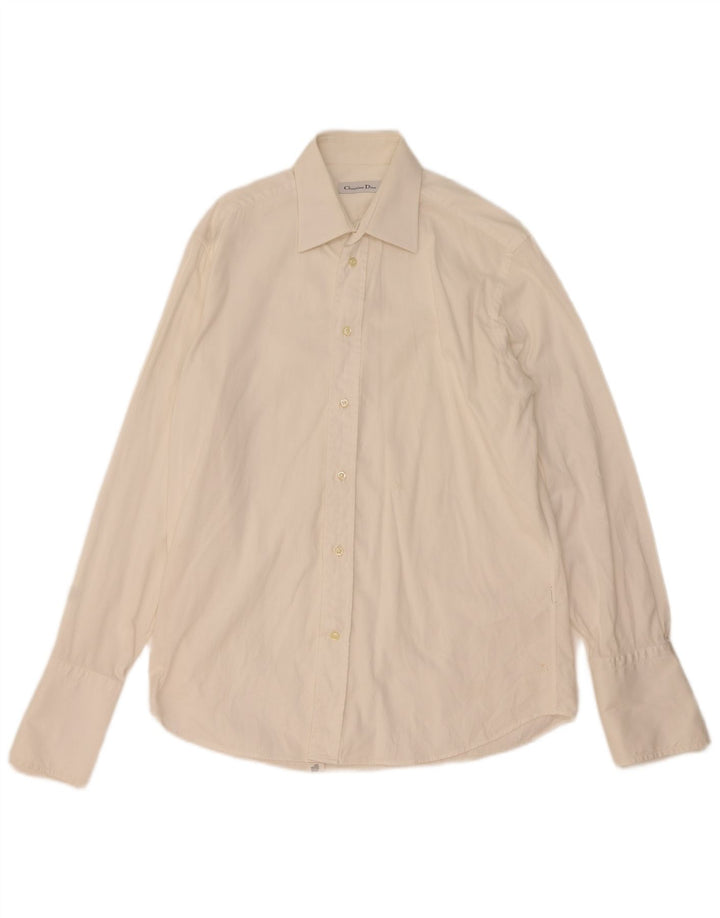 Christian Dior Herren-Formalhemd, Größe 40, mittelweiße Baumwolle