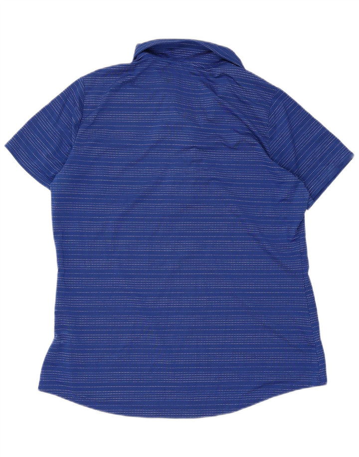 Adidas Damen Kurzarm-Poloshirt, groß, blau gestreift, Polyester