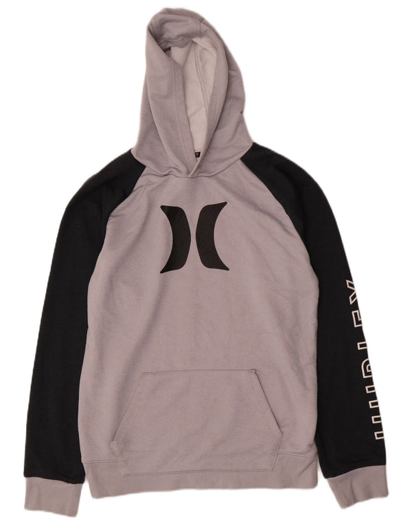 Hurley Graphic Hoodie-Pullover für Jungen, 13–14 Jahre, XL, graues Farbblock-Polyester