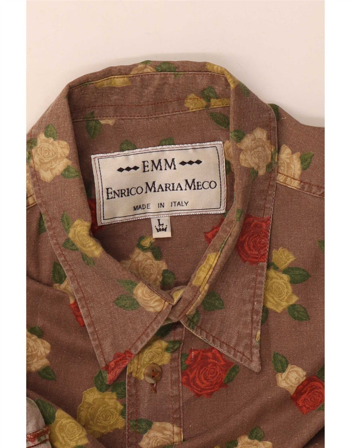 Vintage Herrenhemd groß braun geblümt