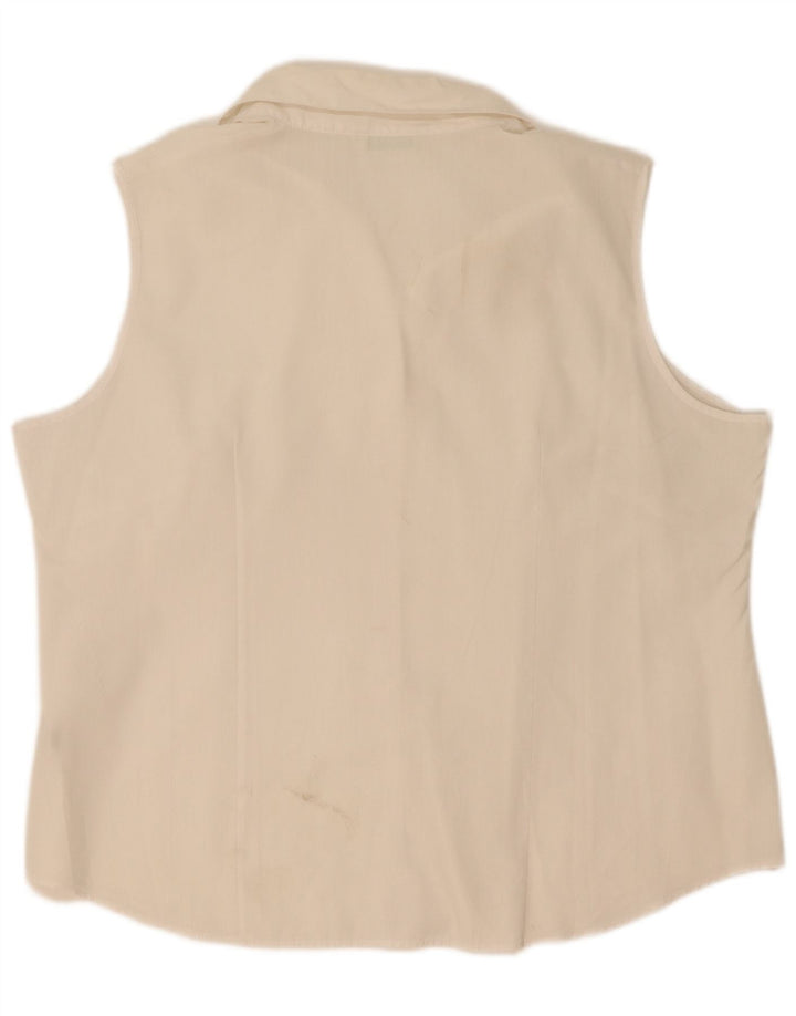 Marks & Spencer Damen Ärmelloses Hemd UK 20 2XL Weiß Polyester