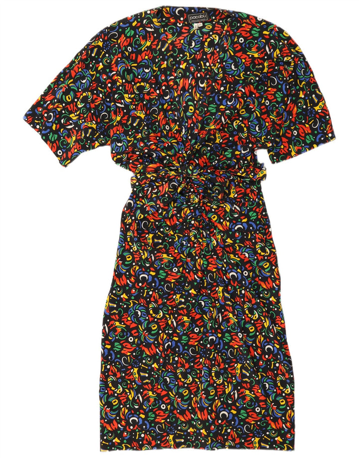 Vintage Damen Etuikleid IT 46 Große mehrfarbige geometrische Seide