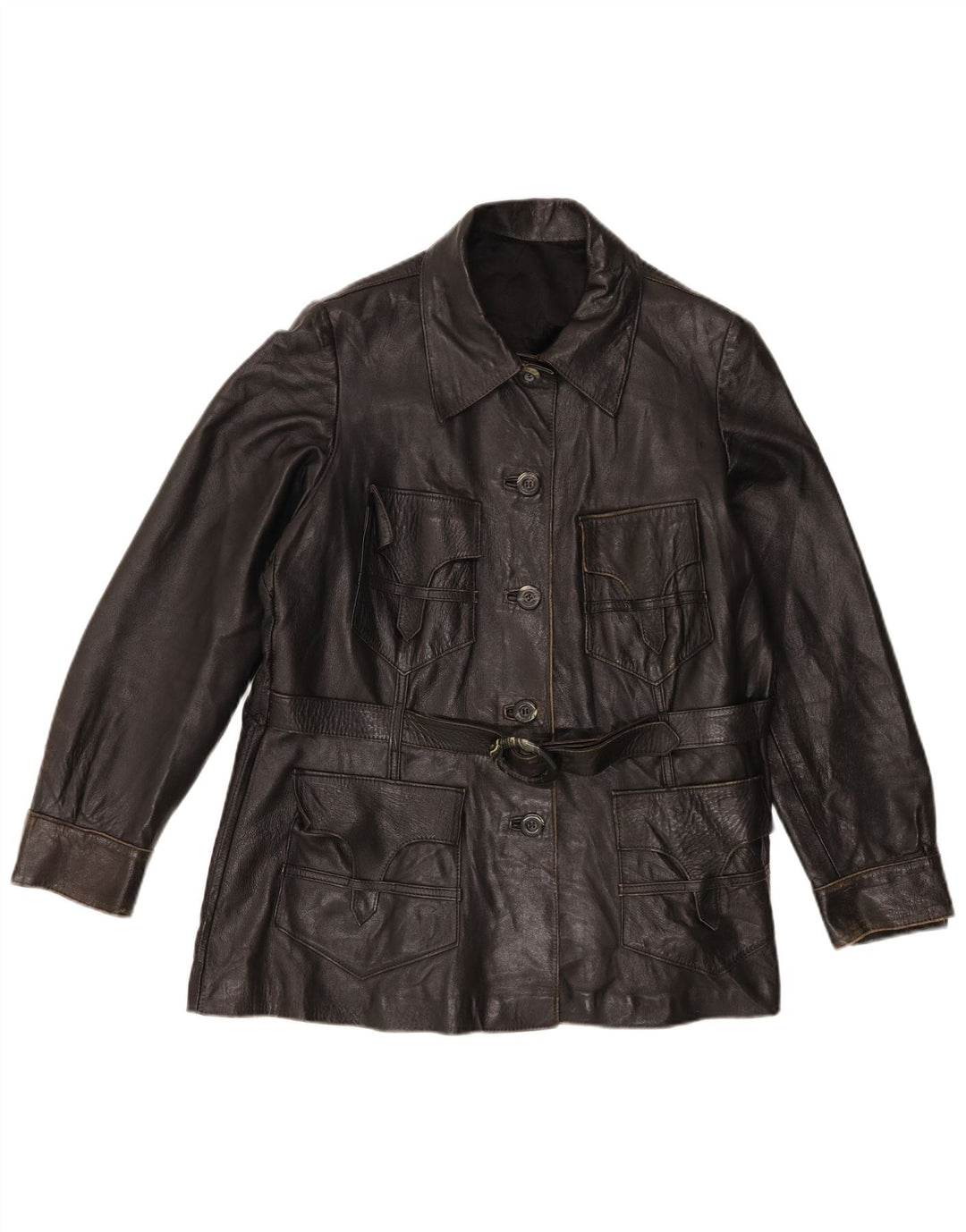 Vintage Damen Lederjacke UK 14 Medium Schwarz