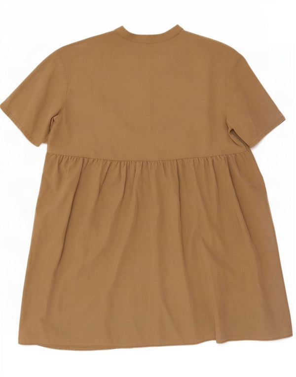 Zara Damen Maxi-Stufenkleid UK 6 XS Beige Lyocell