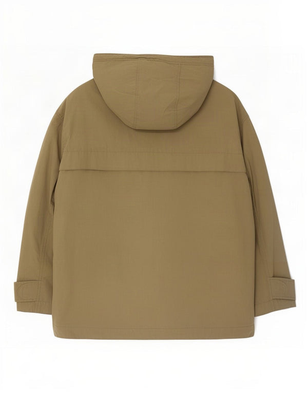 Übergroße Utility-Jacke mit Kapuze für Damen von Zara, UK 14, mittlere Khaki-Baumwolle