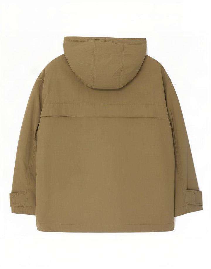 Übergroße Utility-Jacke mit Kapuze für Damen von Zara, UK 14, mittlere Khaki-Baumwolle