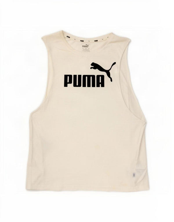 Puma Damen-Oberteil mit übergroßer Grafik, UK 6 XS, weiße Baumwolle