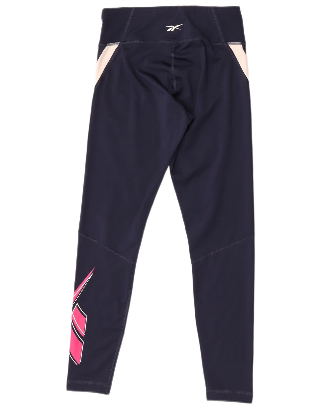 Reebok Womens Graphic Leggings UK 8/10 Small Marineblau Farbblock