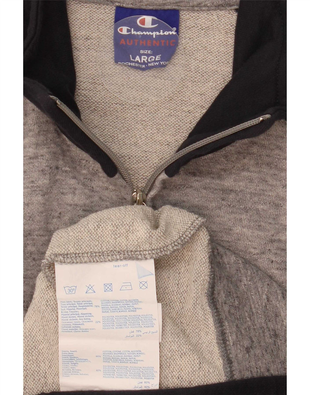 Champion Herren-Trainingsanzug-Top-Jacke, große graue Colourblock-Baumwolle