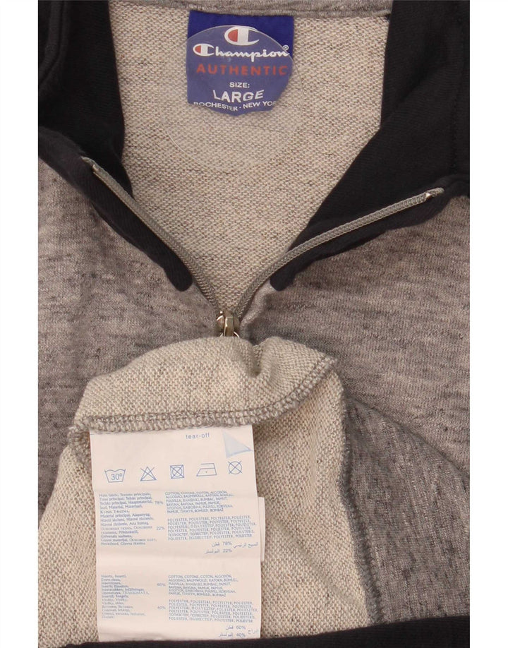Champion Herren-Trainingsanzug-Top-Jacke, große graue Colourblock-Baumwolle
