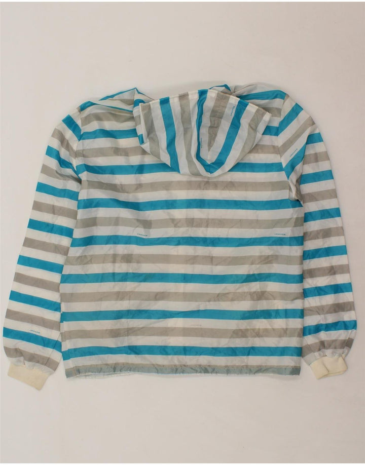 INVICTA Mens Hooded Rain Jacket UK 40 Large Blue Striped Polyester Vintage Invicta and Second-Hand Invicta from Messina Hembry 