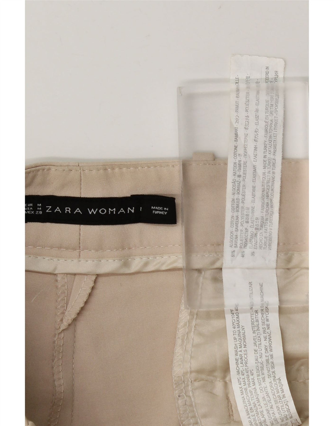 Zara Slim Chino-Hose für Damen, mittelgroß, W28, L26, Beige, Baumwolle
