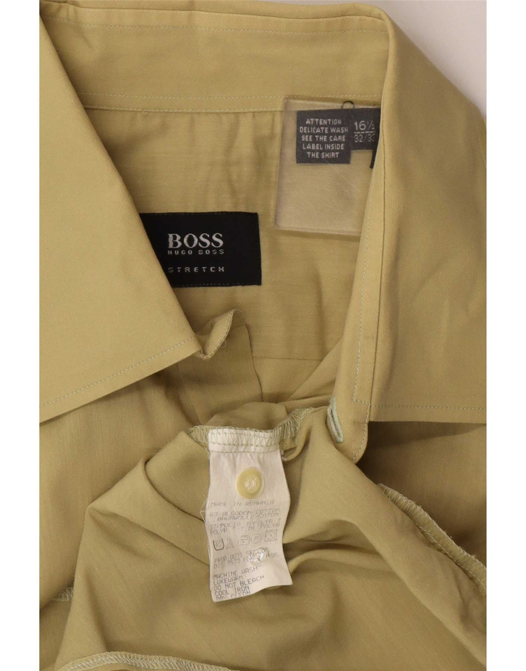 Hugo Boss Herrenhemd Größe 16 1/2 große Khaki-Baumwolle