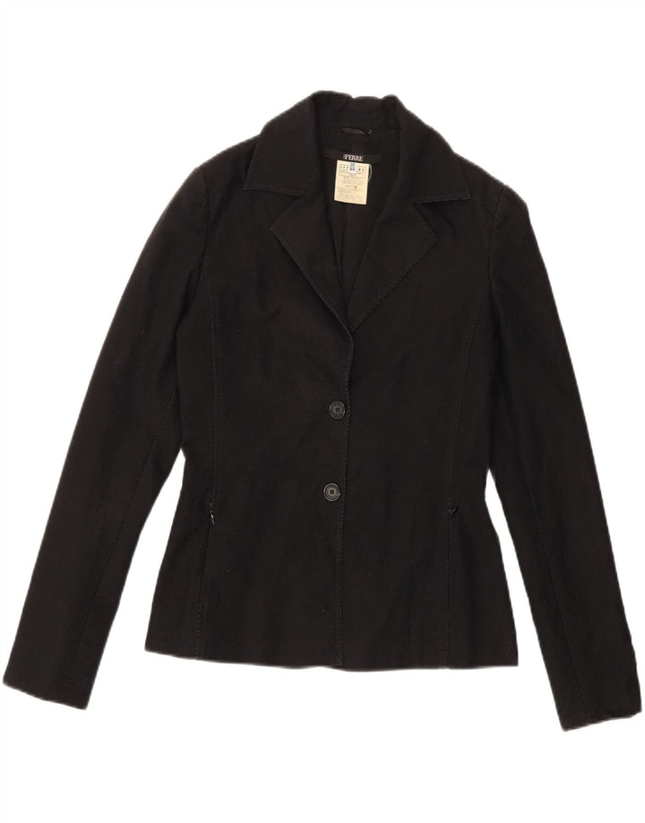 FERRE Womens 2 Button Blazer Jacket IT 44 Medium Black Pinstripe Cotton Vintage Ferre and Second-Hand Ferre from Messina Hembry 
