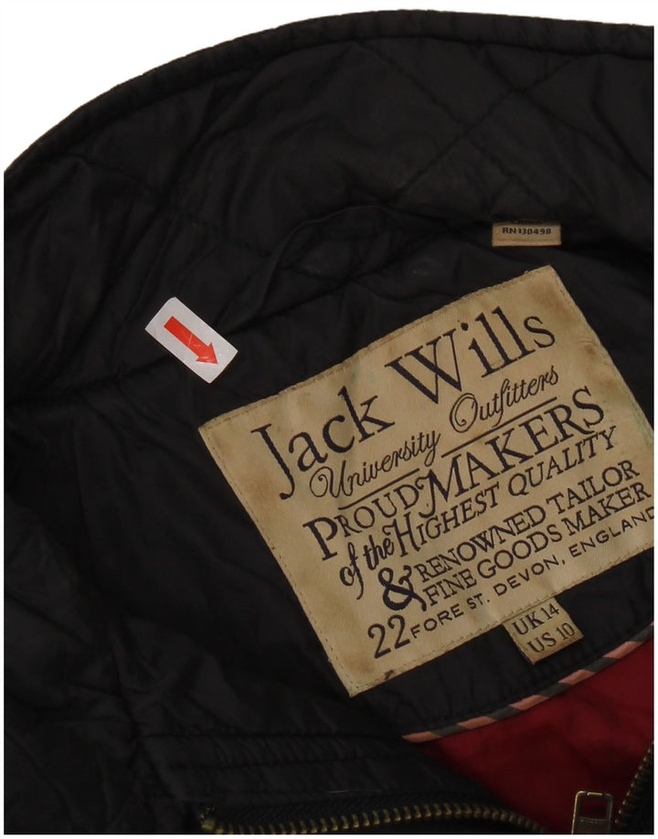 Jack Wills Damen Steppjacke UK 14 Large Schwarz Nylon