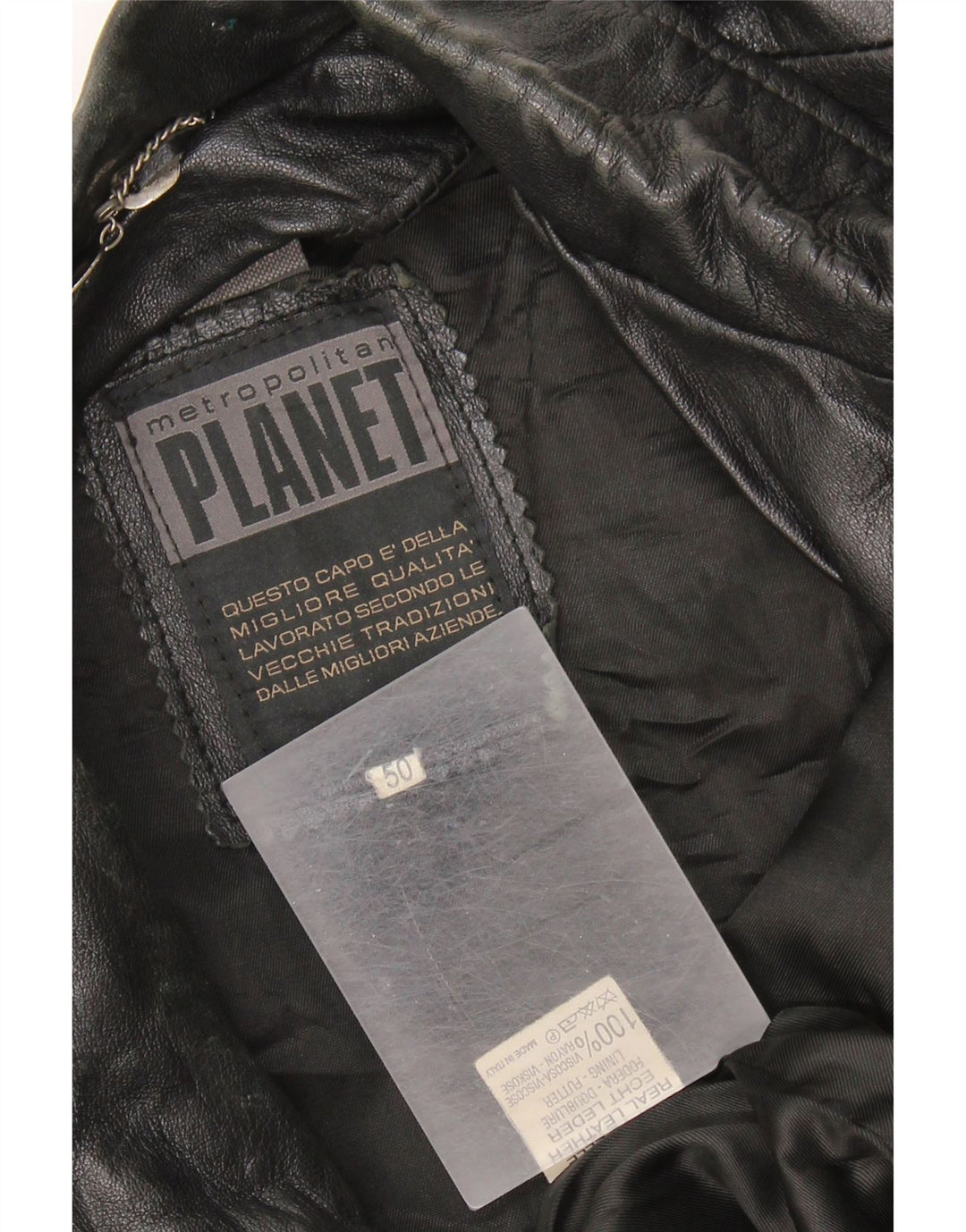 Vintage Herren Lederjacke IT 50 XL Schwarzes Leder