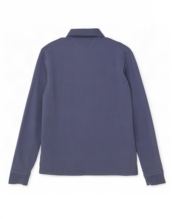 Tommy Hilfiger Herren-Poloshirt, langärmelig, schmale Passform, 2XL, Marineblau, Baumwolle