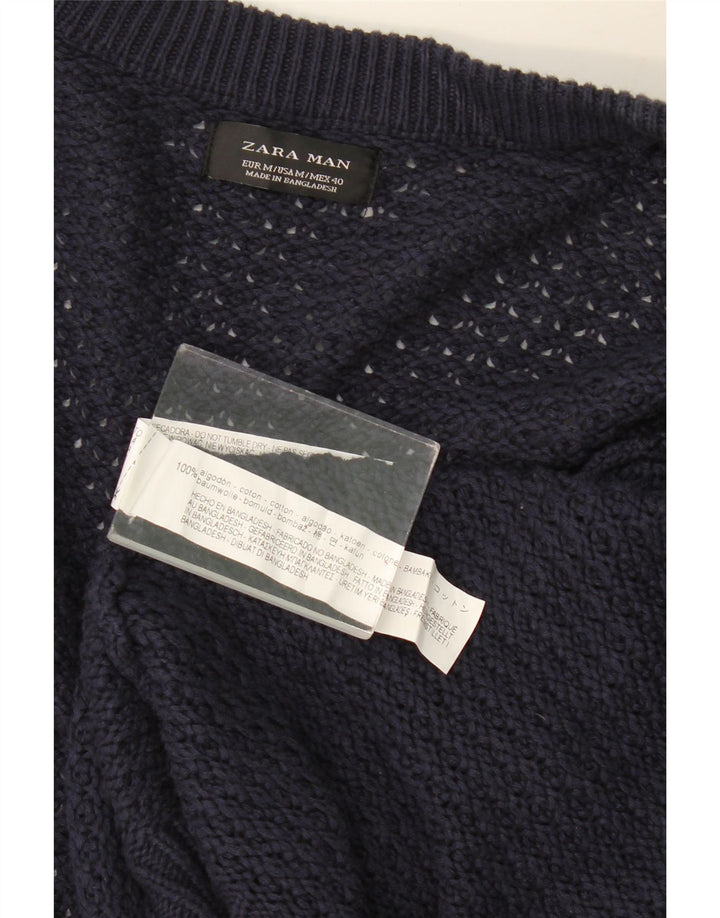 Offener Strickjackenpullover für Herren von ZARA, mittelmarineblaue Baumwolle
