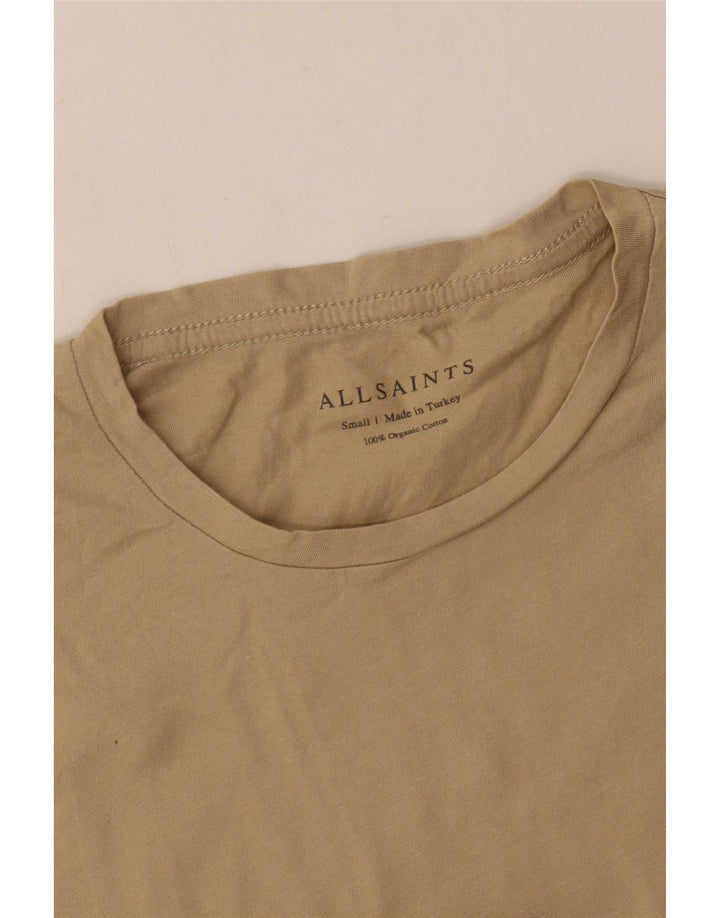 All Saints Herren T-Shirt Top Small Beige Baumwolle