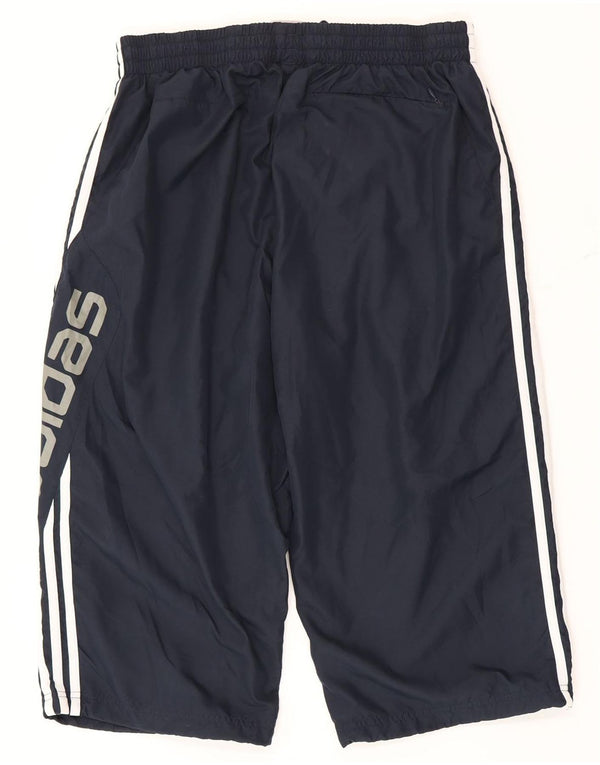 Adidas Damen Graphic Bermuda Sport Shorts UK 16 Large Marineblau Polyester
