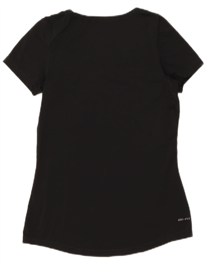 Nike Damen Dri Fit T-Shirt Top UK 12 Medium Schwarz Polyester