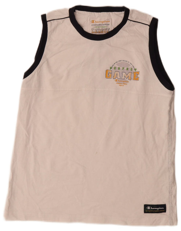 Champion Tanktop für Jungen mit Grafik, 13–14 Jahre, XL, weiße Farbblock-Baumwolle
