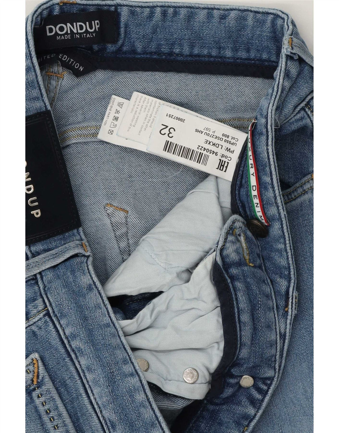 Dondup Herren Slim Jeans W32 L32 Blaue Baumwolle