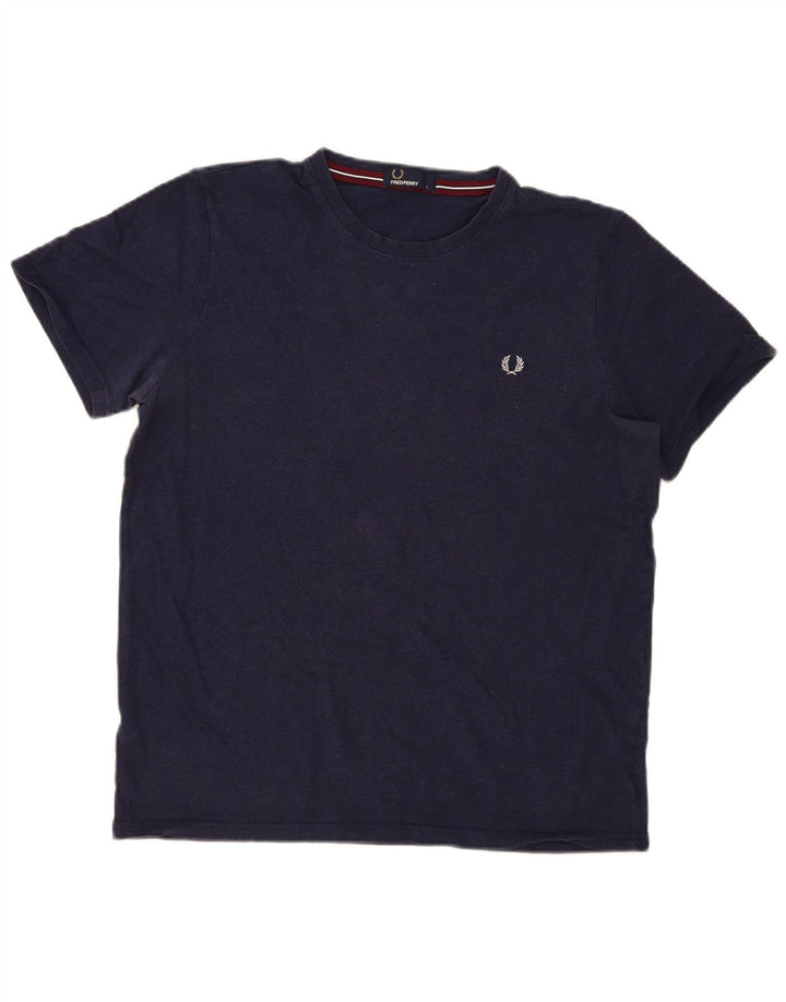 Fred Perry Herren T-Shirt Top Large Marineblau Baumwolle