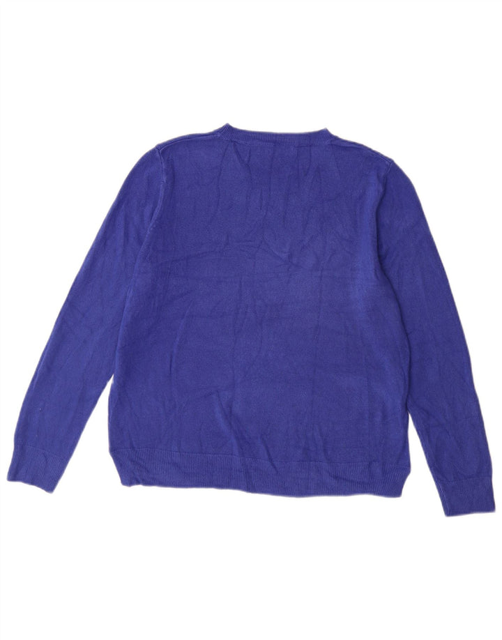 Marks & Spencer Damen Pullover mit Rundhalsausschnitt, UK 14, Mittelblau