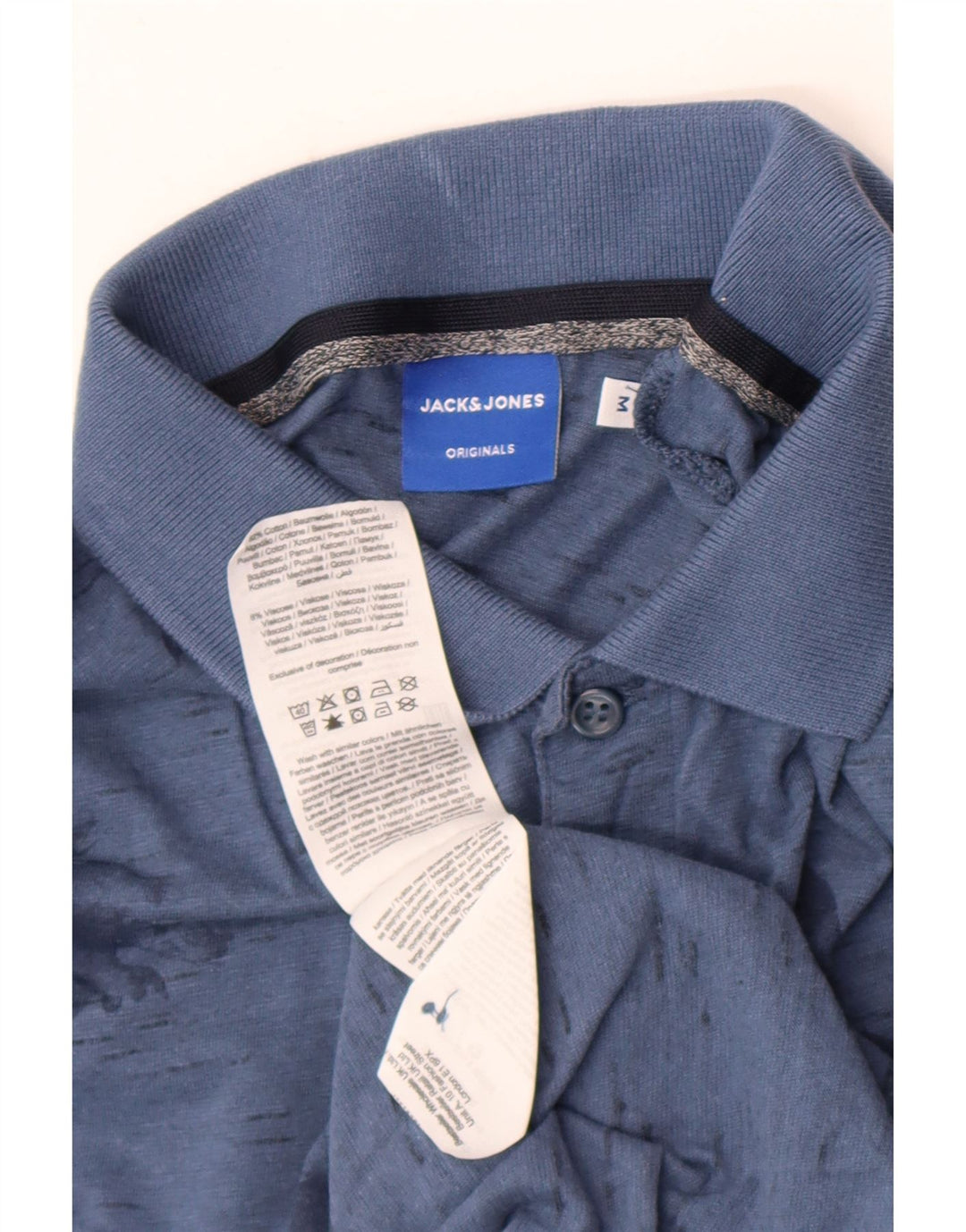 Jack & Jones Herren-Poloshirt aus mittelblauer Baumwolle mit Blumenmuster