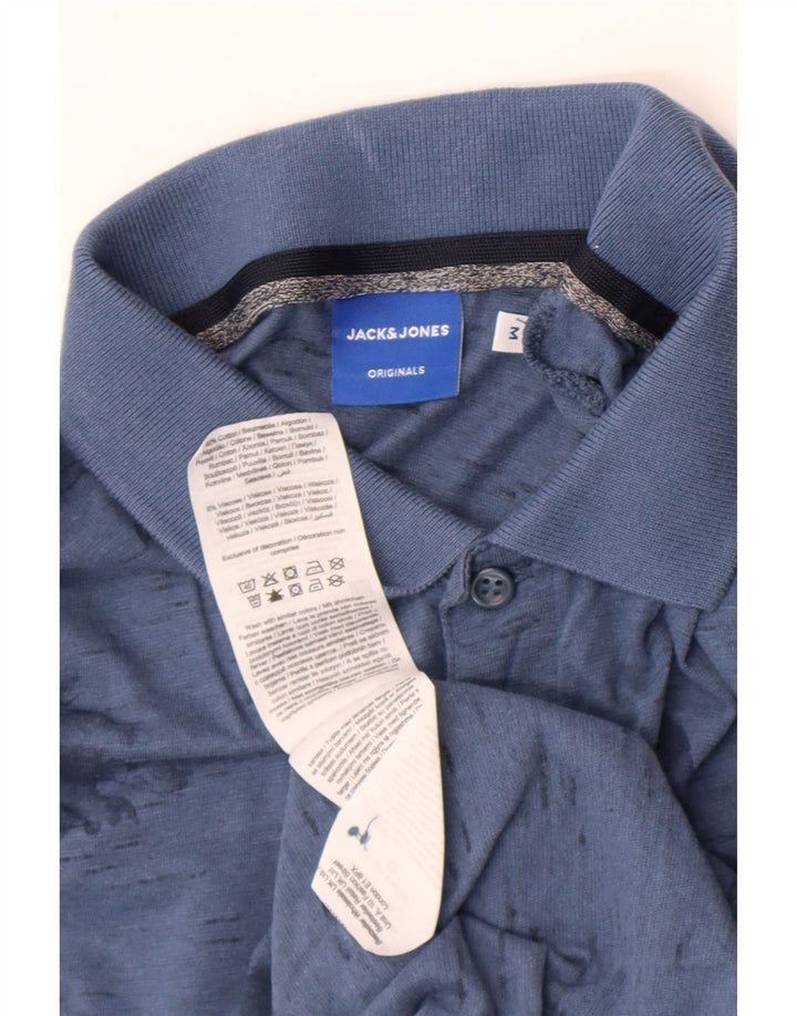 Jack & Jones Herren-Poloshirt aus mittelblauer Baumwolle mit Blumenmuster