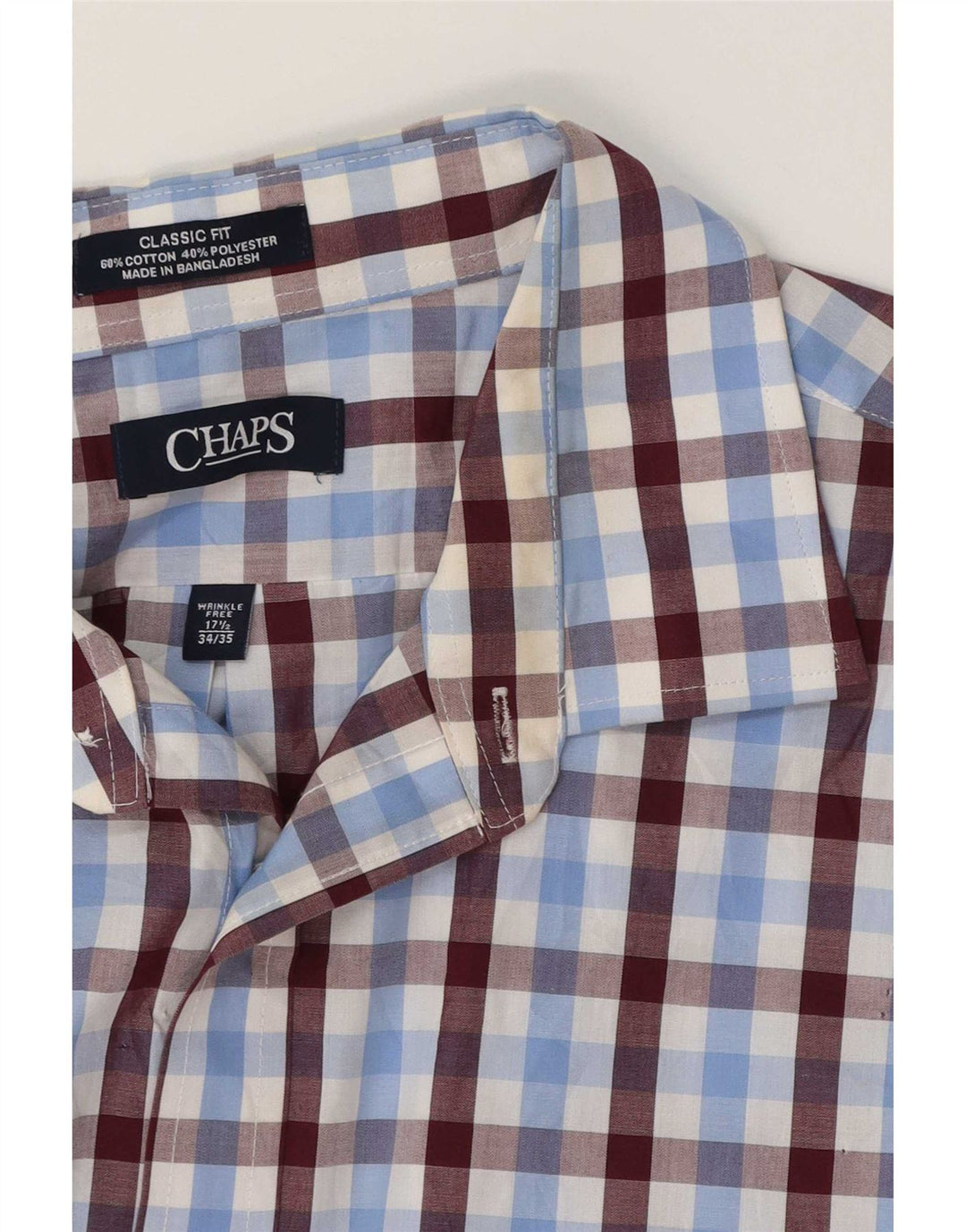 Chaps Herrenhemd mit klassischer Passform, Größe 17 1/2 XL, blau karierte Baumwolle