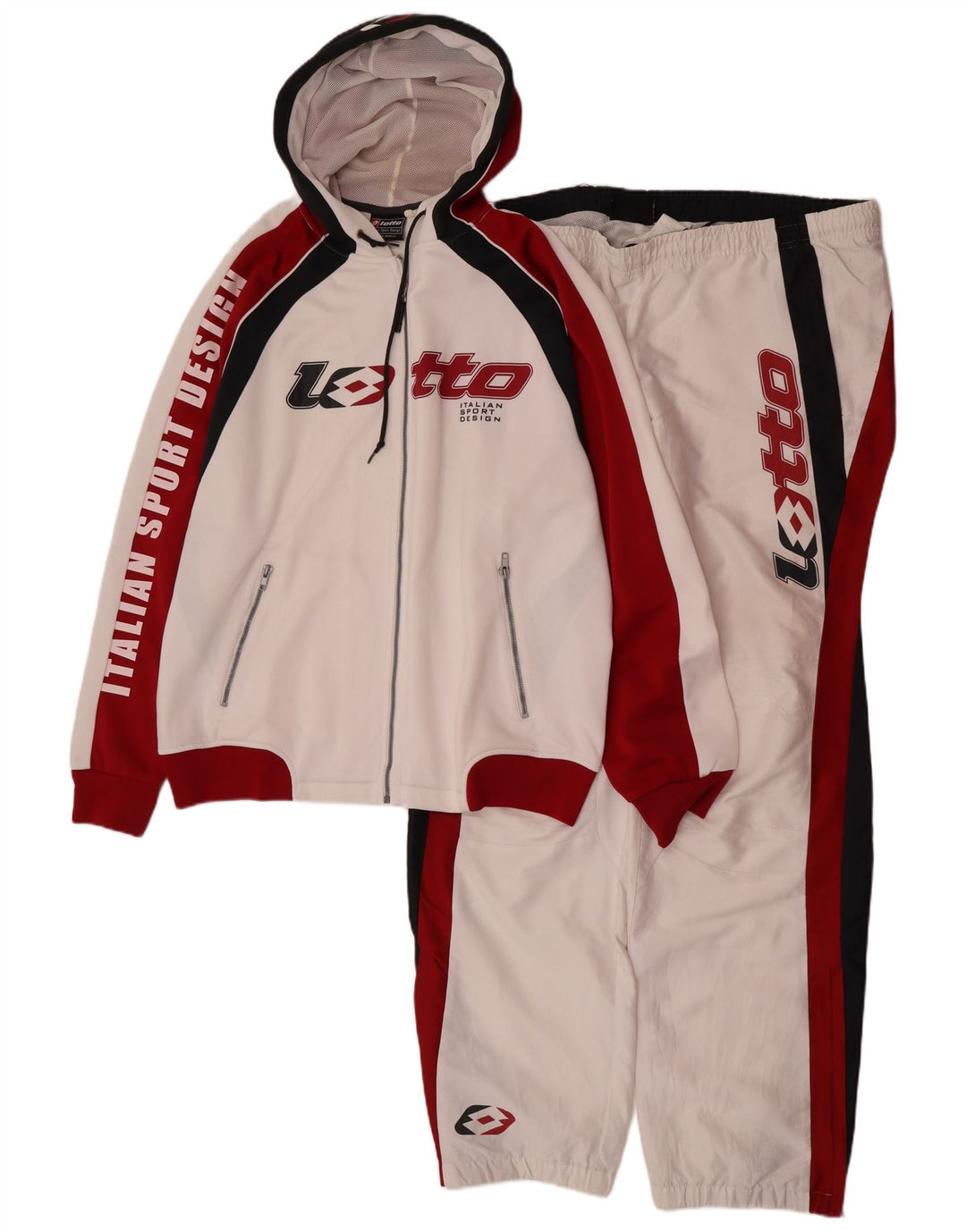 Lotto Herren-Trainingsanzug mit Grafik, 2XL, weißes Farbblock-Polyester