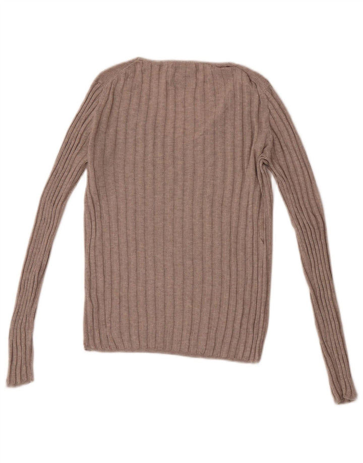 Massimo Dutti Damen-Pullover mit V-Ausschnitt, Gr. 6, XS, Beige