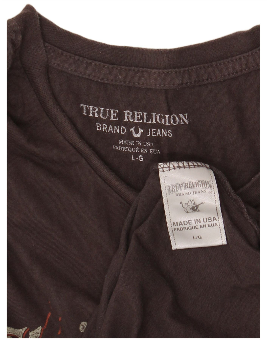 True Religion Herren-T-Shirt mit Grafik, Größe L, Grau, Baumwolle