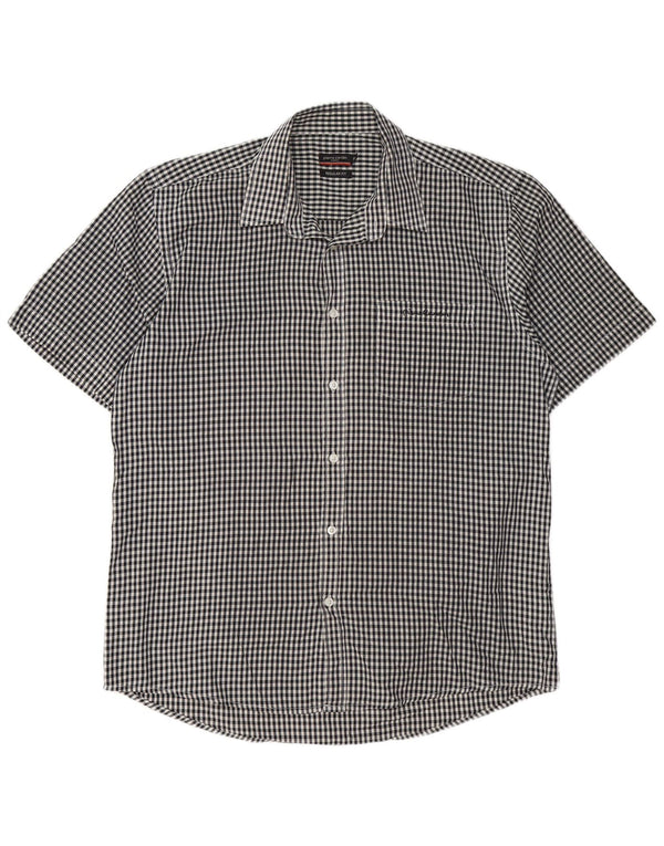 Pierre Cardin Herren-Hemd, kurzärmelig, normale Passform, XL, schwarz, kariert