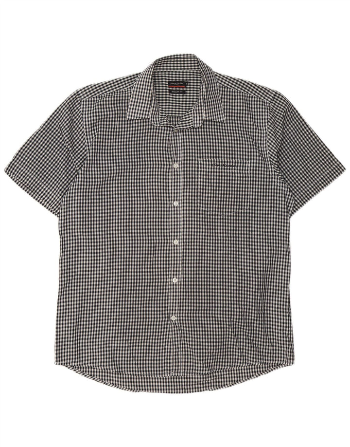 Pierre Cardin Herren-Hemd, kurzärmelig, normale Passform, XL, schwarz, kariert
