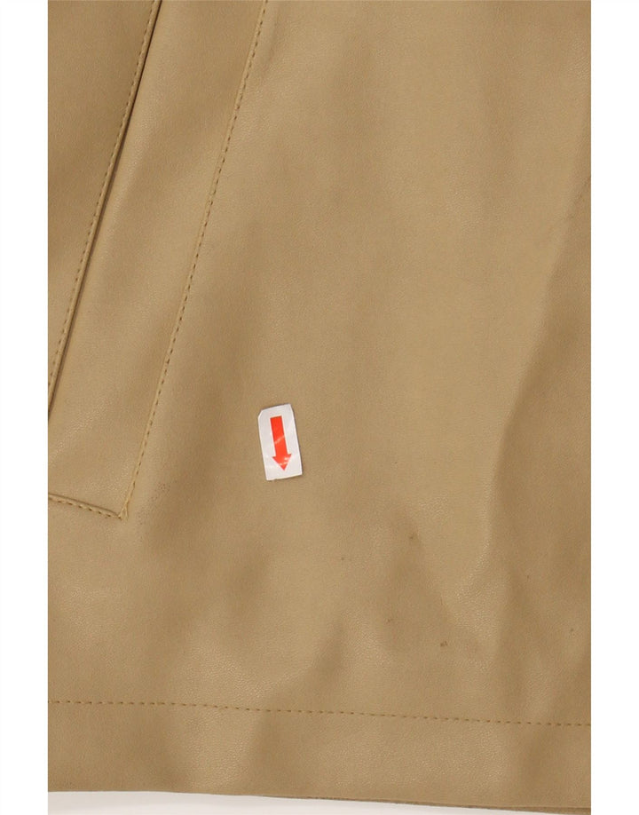 VINTAGE Womens Faux Leather Bomber Jacket UK 14 Medium Beige PVC