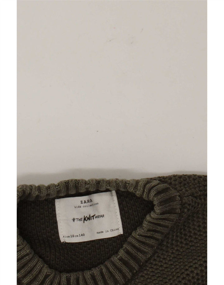 Zara Jungen-Pullover mit Rundhalsausschnitt, 9–10 Jahre, Khaki