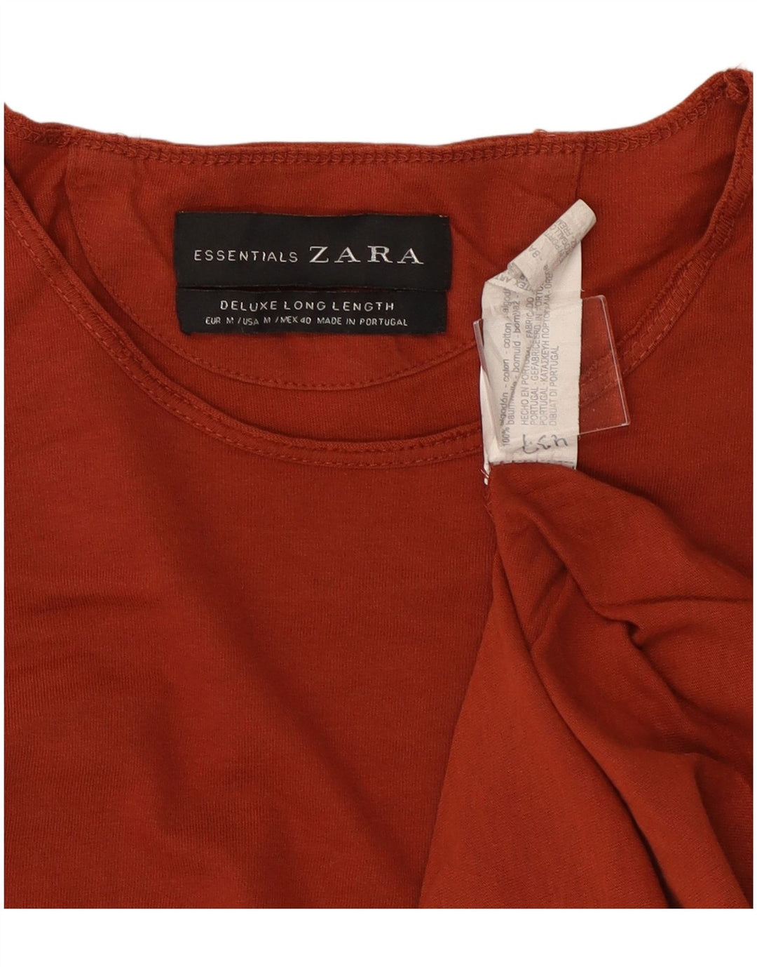 Langes T-Shirt-Oberteil für Damen von Zara, UK 14, mittelrot, Baumwolle