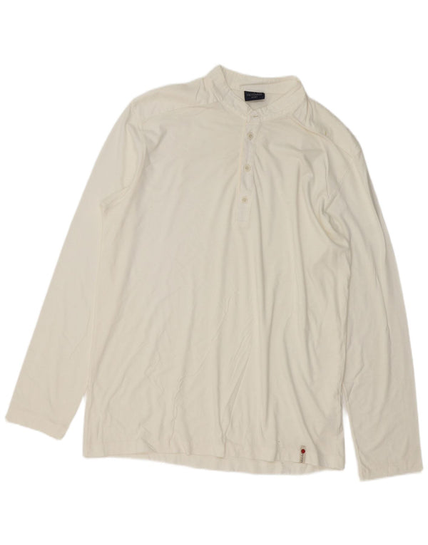 Trussardi Herren-Langarm-Poloshirt XL aus weißer Baumwolle