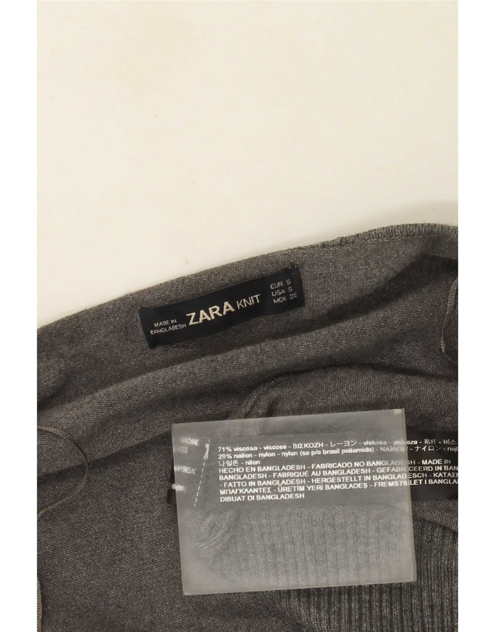 Zara Damen-Strickjacke, übergroß, asymmetrisch, offen, Gr. 10, klein, Grau