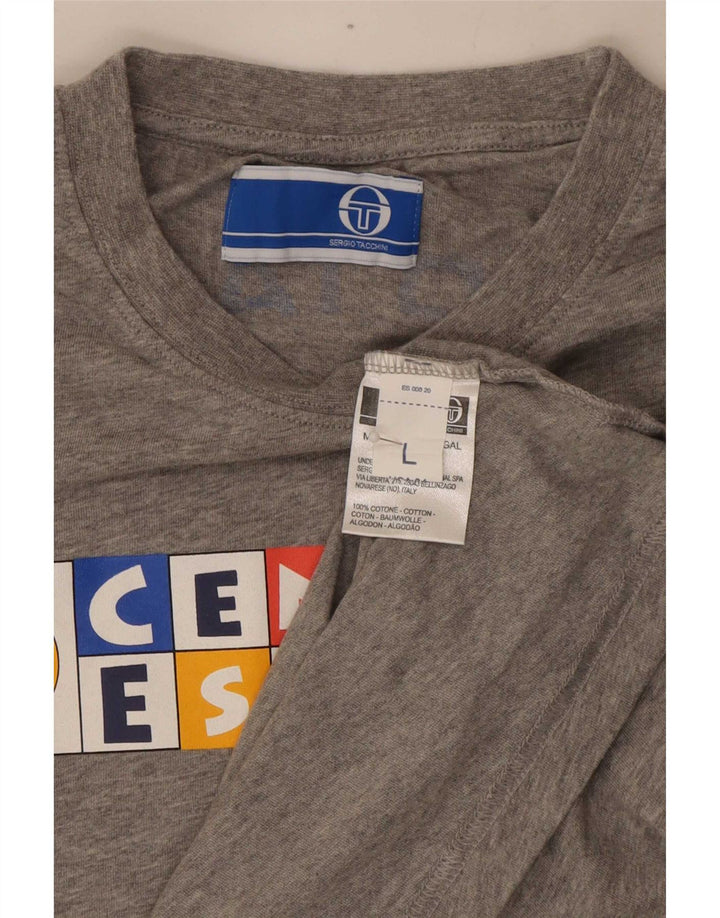 Sergio Tacchini Herren-T-Shirt mit Grafik, Größe L, Grau, Baumwolle
